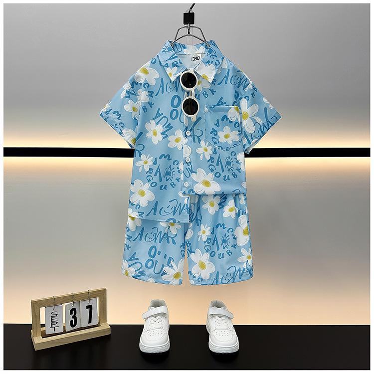 Trendy Boys Street Style Summer Beachwear Two-Piece Set 140 cm