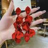 S925 Sterling Silver Needle Korean Japanese Face-Slimming Rose Petal Long Earrings