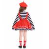 Red Suspender Dress With Black White Stripes Girls Halloween Costume Clown Performance Outfit