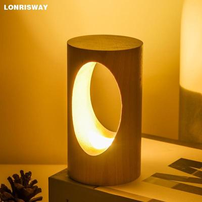 Wooden LED Desk Lamp, Night Light, Dimmed LED Lighting, Creative Table Lamp