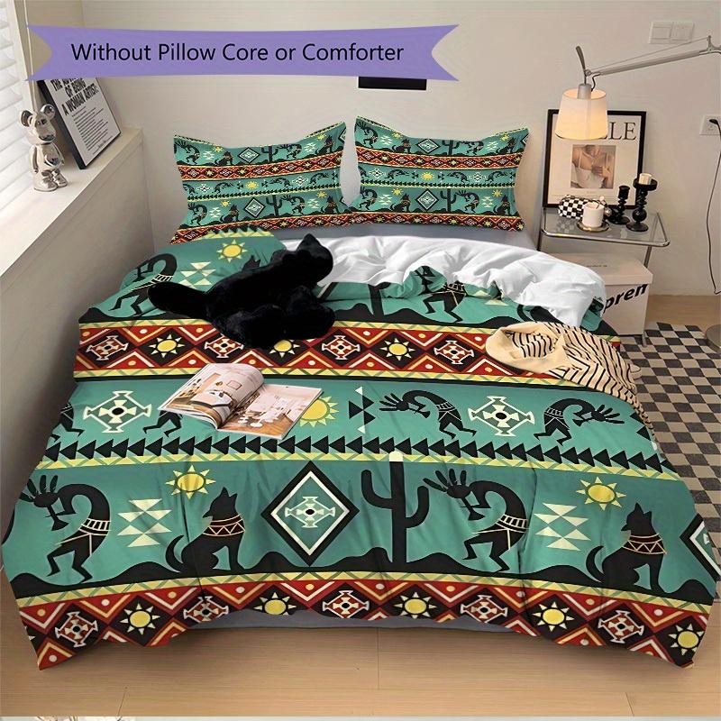 3pcs Navajo Pattern Soft Comfortable Bedding Set, For Bedroom, Guest Room And Dorm, All - Season Use, High-Definition Printing148