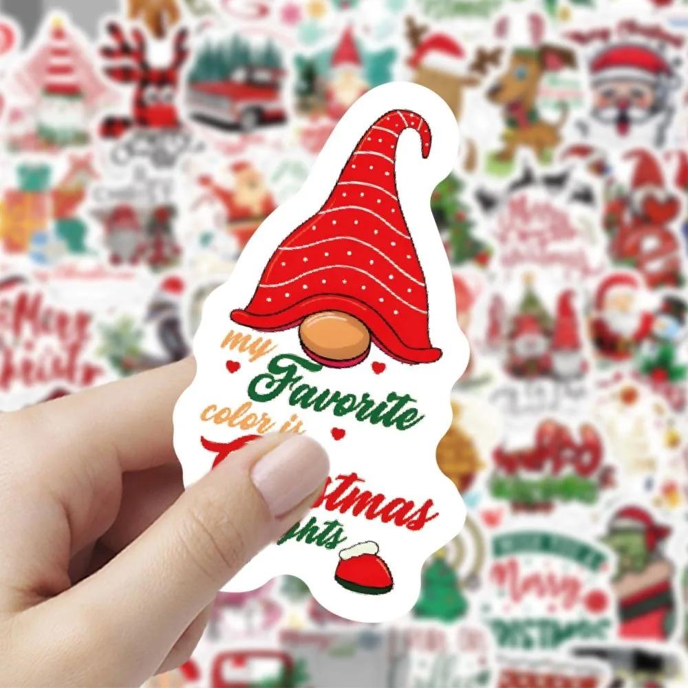 60PCS Cartoon Cute Merry Christmas Jingle Bells Graffiti Stickers for Bicycle Hand Account Pencil Case Decals