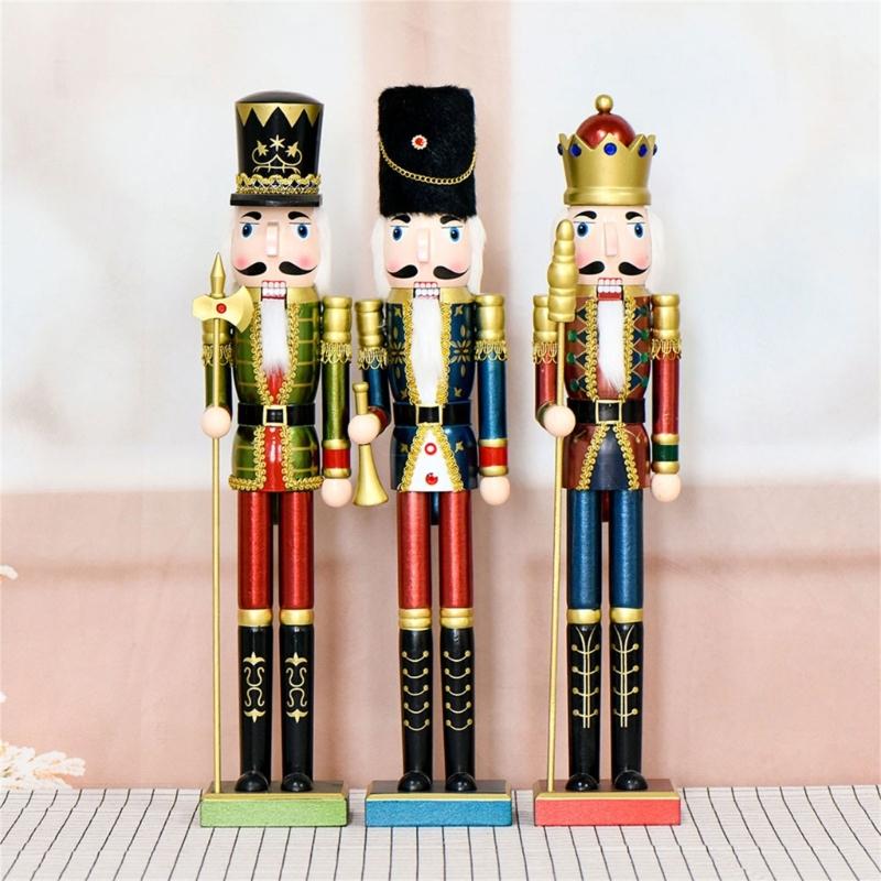 Geschnitzte Holz Nussknacker Statue 55CM Schimmernde Fronten Saisonale Tischdekoration Mittelstücke
