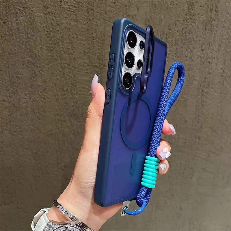 Applicable to Samsung S26Ultra Magnetic Mobile Phone Case Skin Sensing Lens Holder with Lanyard S25FE Anti-drop A56