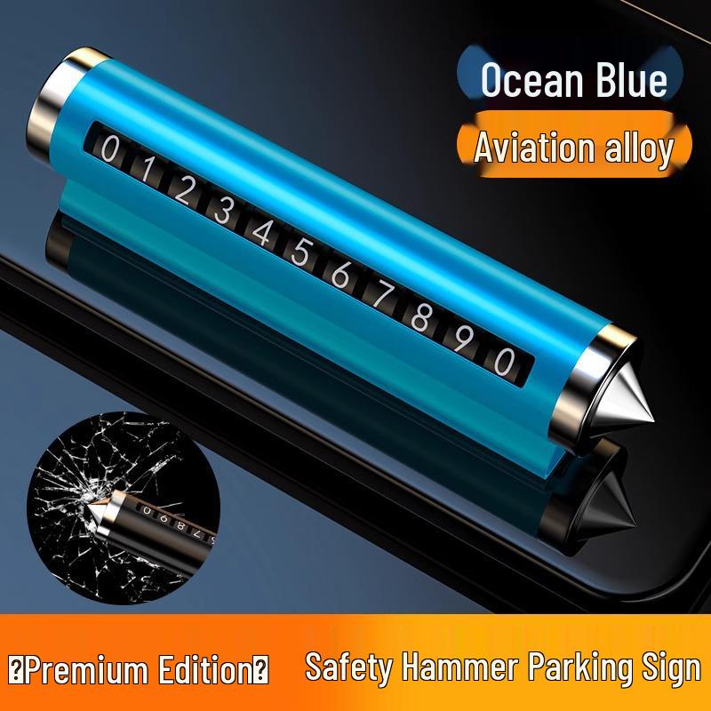 Car Safety Hammer with Temporary Parking Phone Number Plate