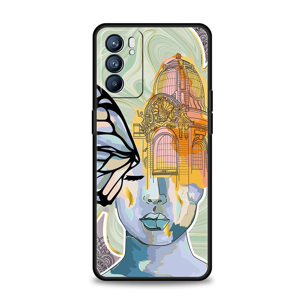 Paris Art Blue Girl Flower Phone Case For Oppo Find X5 A54 A53 A52 A9 2020 A15 A95 A16 A76 A74 A12 Reno7 SE Reno6 Pro 5G Cover
