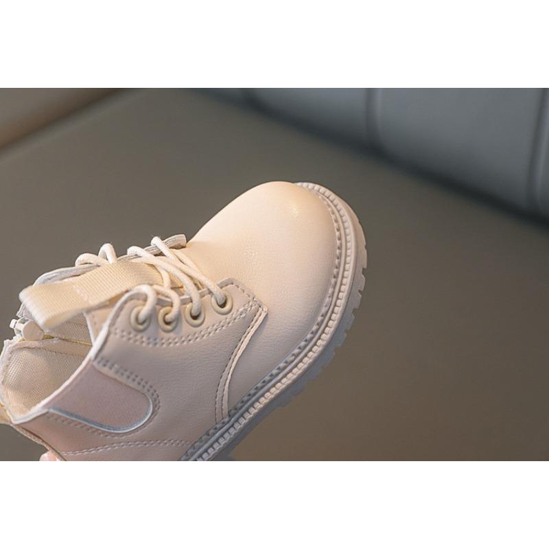 Dívčí Martin boots, Podzim/Zima Britský styl Dětské kožené boty, Dětské kotníkové boty, S fleecovou podšívkou pro batolata a děti.