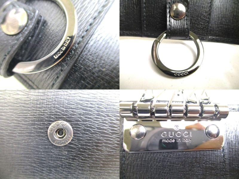 Authentic GUCCI Interlocking G Black Leather 6 Pics Key Cases #a300 Open Box