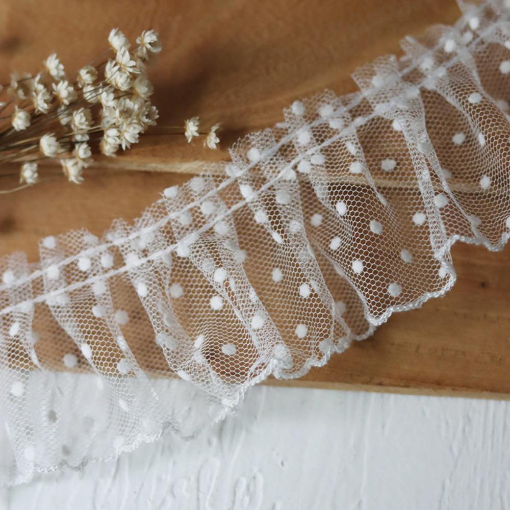 

Black/White Pleated Lace Trim Elegant Lace Fabric Ribbon Sewing Supplies Mesh Lace Trim Cuffs