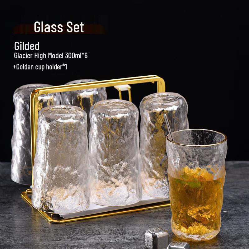 

ZISIZ Gradient Glass Glacier Cups Set with Gold Rim