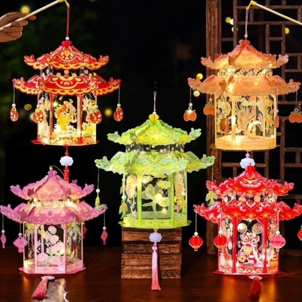 PVC Material Handmade Lantern Blessing Words Glowing Lantern Festival Celebration