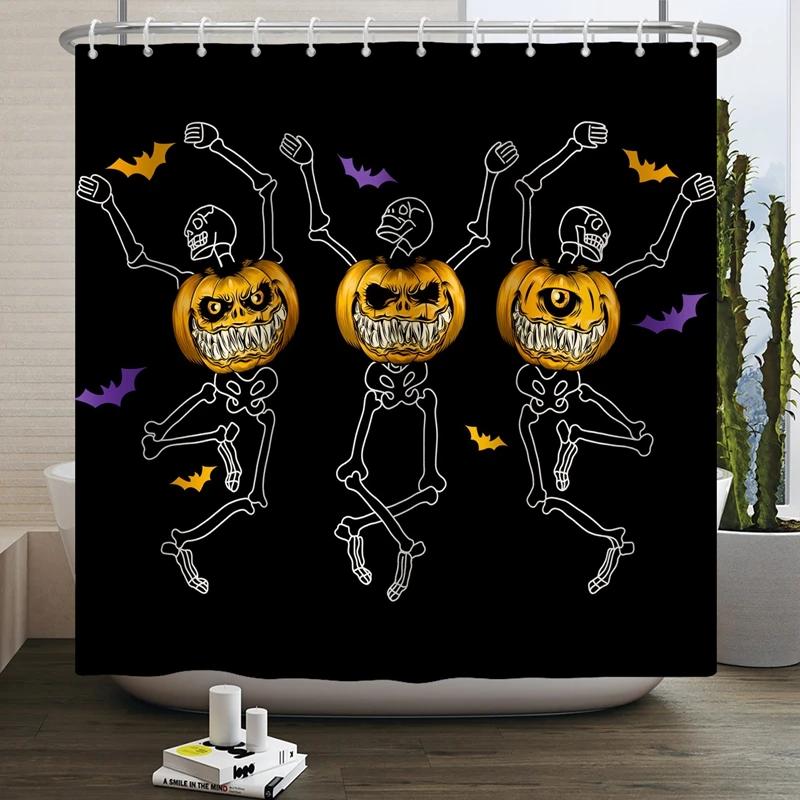 Floral Skull Shower Curtain Mushroom Gothic Halloween Bathroom Decor Curtain Skeleton Butterfly Vintage Artwork Bathtub Curtain