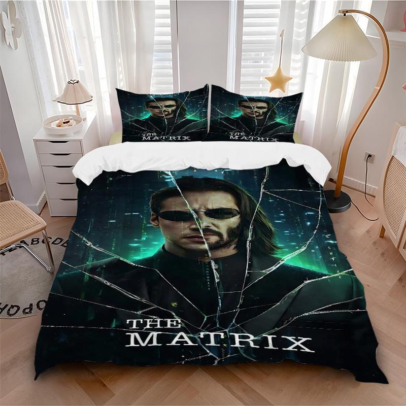 

3pcs The Matrix Bedding Set, Soft Polyester Duvet Cover and Pillowcases Machine Washable Seasons all suitable 23 135x200cm