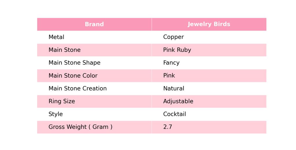 Pink Ruby Stone Copper Statement Electroformed Cocktail Friend Gift Ring Jewelry V-42