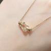 Horseshoe Necklace Thick-plated 18K Gold Neck Chain, Mini Small Half-diamond Full Diamond Pendant Collarbone Chain for Women