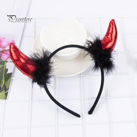 Devil Horn Decor peapael Palus kangast käsitsi valmistatud kerge elastse disainiga juukserõngas Cosplay peod Halloweeni aksessuaarid
