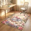 Elephant Theme Crystal Velvet Rug Personalized Custom Name Text Soft Floor Mat Home Decor
