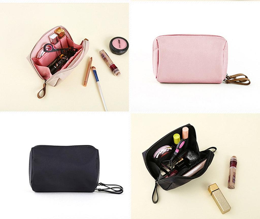 MOCOFO Plain Makeup Cosmetic Small Item Pen Large Vanity Bag Pouch, Pouch, Holder, Case, Black, Capacity, Lady's