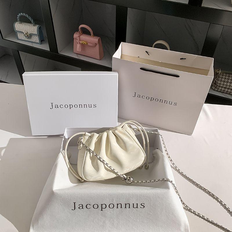 

Accessible Luxury Genuine Leather New Chinese Style White Crossbody Cloud Bag Ice beige [limited gift box + gift bag]]