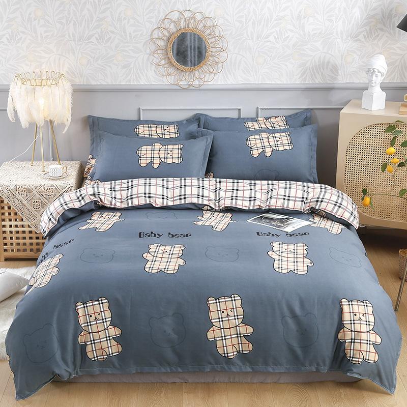 Small Fresh Thickened Pure Cotton Brushed Four-piece Set New Autumn and Winter Cotton Dormitory Bed Sheet Quilt Cover Bedding