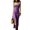 European and American I Pure Desire Wind Tube Top Long Dress, Skin-friendly Elastic Chest Wrap Split Hanging Dress Women's Clothing Women's Summer