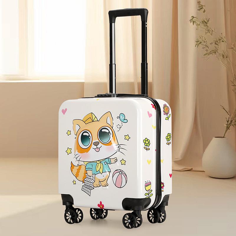 18" Cartoon Unisex Children's Spinner Luggage with Combo Lock & Wheels for Students