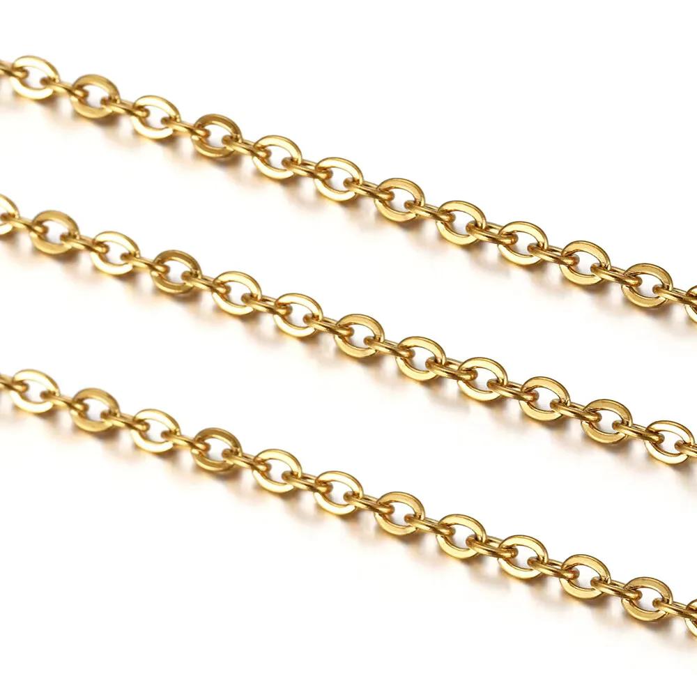 10pcs 45+5cm Gold Color Stainless Steel Link Chains In Bulk Necklaces Fashion Jewelry Adjustable Chains Wholesale Chokers DIY