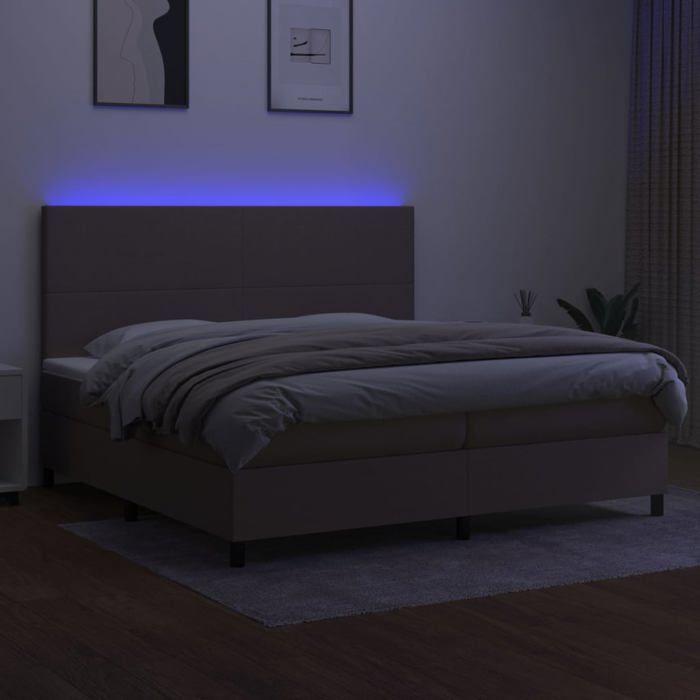 Maison Exclusive - Sommier à lattes de lit et matelas et LED Taupe 200x200cm Tissu