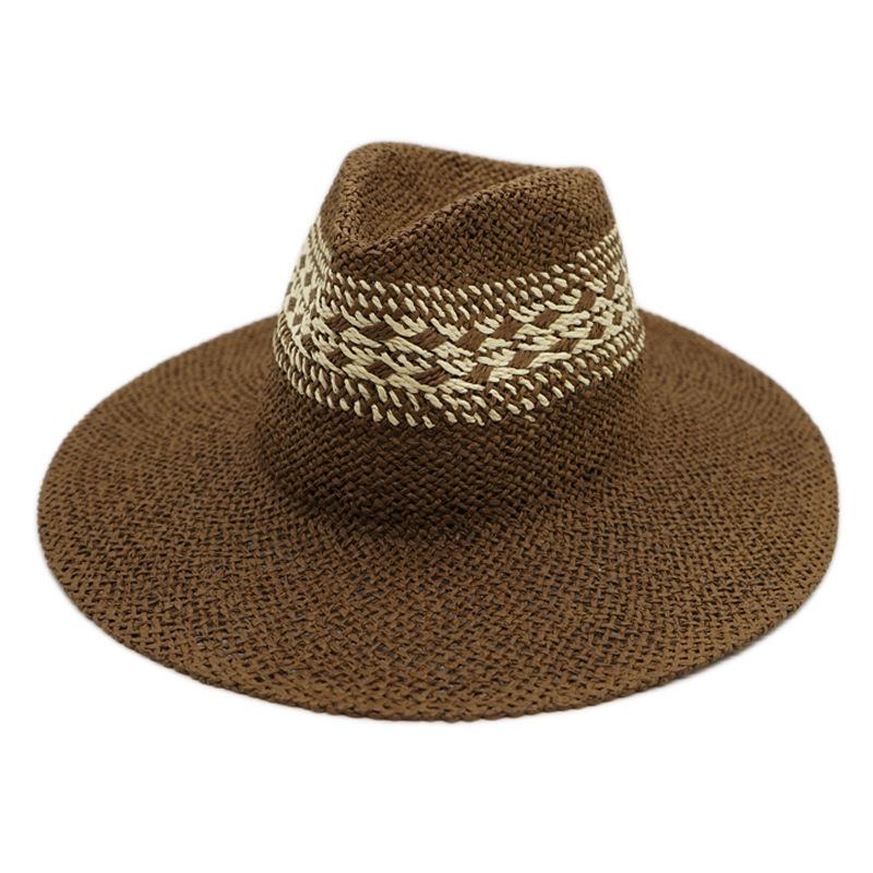 Korean Japanese Small Fresh Green Black Brown Panama Jazz Top Hat Men'S And Women'S Summer Sunshade Sun Protection Straw Hat