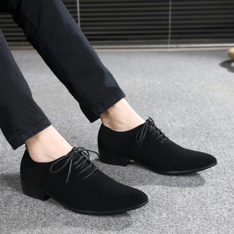 Suede British Style Solid Color Social Shoe Male Black Official Party Legitimate Leather Casual Italian Suit Men's Formal Shoes