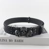 Adjustable Skull Wide Waistband Y2K Skeleton Fingers Belt Vintage Black Rivet Belt  Ornament