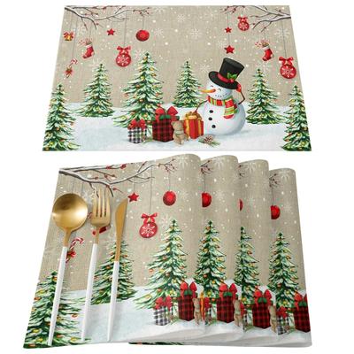 1PC Placemat Christmas Snowman Snowflake Kitchen Coffee Dining Table Mats Coaster Pad