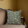 Small Green Flower Pattern Square Jacquard Pillow Cover for Sofa Office Waist Cushion Cover Home Decorative Pillowcase