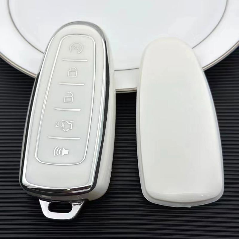 

5 Button TPU Car Key Case Key Shell Cover For Ford Edge Explorer Escape Focus Taurus Flex for Lincoln MKS MKT MKX MKZ Navigator срібні білого кольору