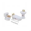 3 Pieces Dollhouse Toilet Sink Tub Set Glossy Finish Mini Washroom Accessories Detail Miniature