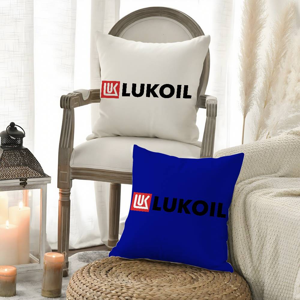 Pillow Case Fashion L-Lukoil Sofa Short Plush Double-Sided Hd Printing Room Home Office Gift Cushion Cover