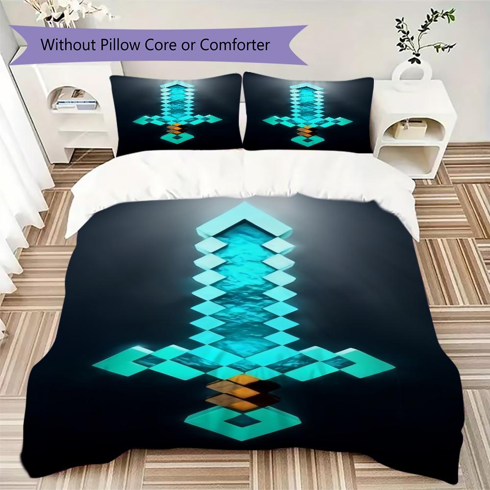 Block World Adventure Bedding 1 Duvet Cover 2 Pillowcase Without Core Without Core Christmas Birthday Gift Duvet Cover And Pillowcase