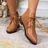 Autumn and Winter New Pointed Comfortable Casual Work Boots Fashionable and Sexy Plus Size Lace Up Short Boots for Women