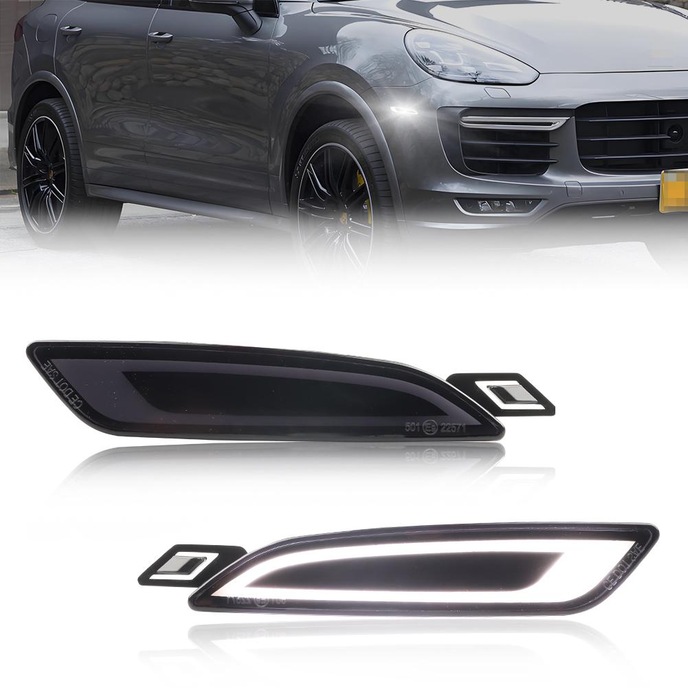 2Pcs Front Side Marker Light Turn Signal Light Turn Warning Light Fender Light With LED For 2015 2016 2017 2018 Porsche Cayenne