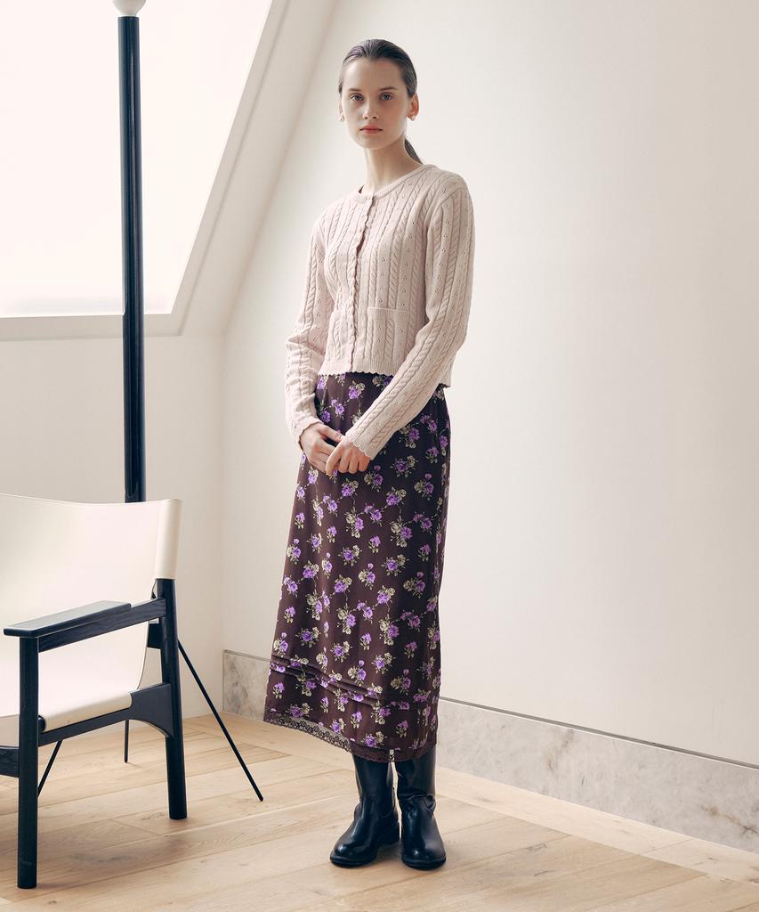 ROLAROLA Flower Long Skirt Brown