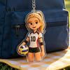 Hängender Schlüsselanhänger Anhänger Acryl Volleyball Mädchen Schlüsselanhänger, Cartoon Spieler Auto Schlüssel Leichtes Charm-Ring, Schultaschen Rucksäcke Geldbörsen Sport