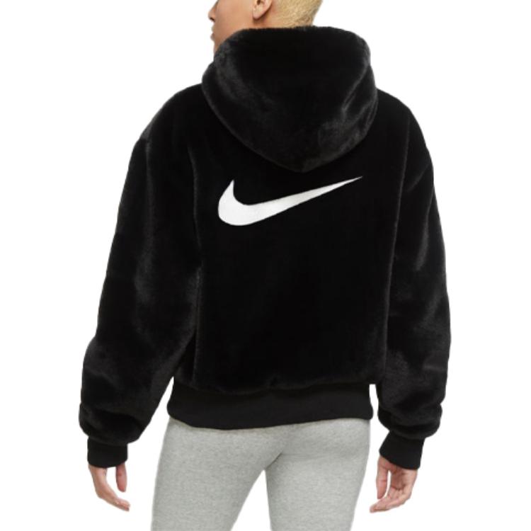 Nike Women'ss Sportswear Essential Faux Fur Jacket Asia Sizing Black DD5117-010