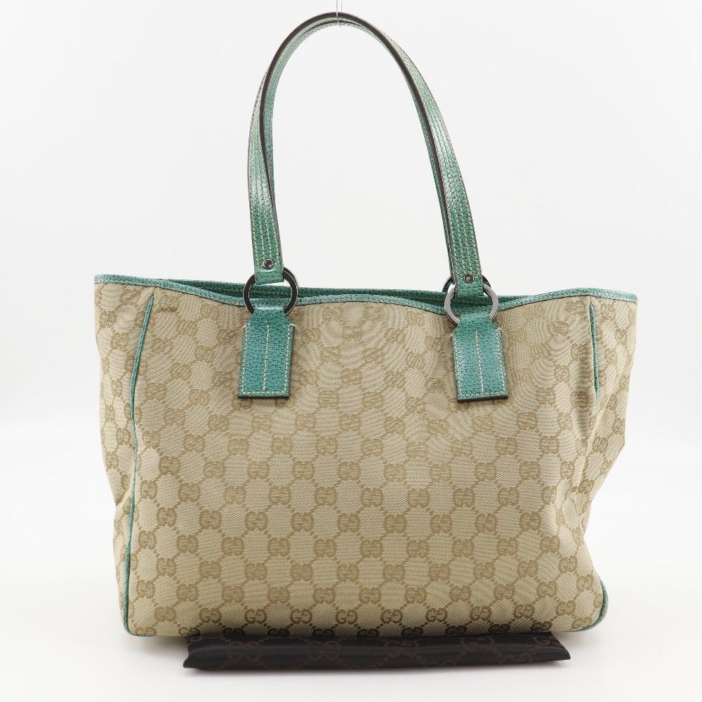 GUCCI Tote Bag 113017 Beige / green GG canvas Women Used
