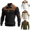 Autumn and Winter Men's Men's Retro Fashion Contrast Color Long Sleeve Half Zipper Henry