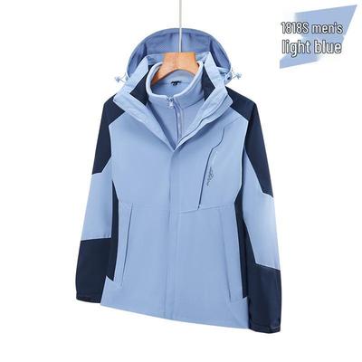 Men's 3-in-1 Waterproof Winter Windbreaker Set with Detachable Velvet Lining for Outdoor Activities