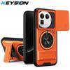 KEYSION Magnetic Phone Case for Realme GT 8 Pro Slide Camera Lens Protection Upright Kickstand 360° Ring Shockproof Back Cover