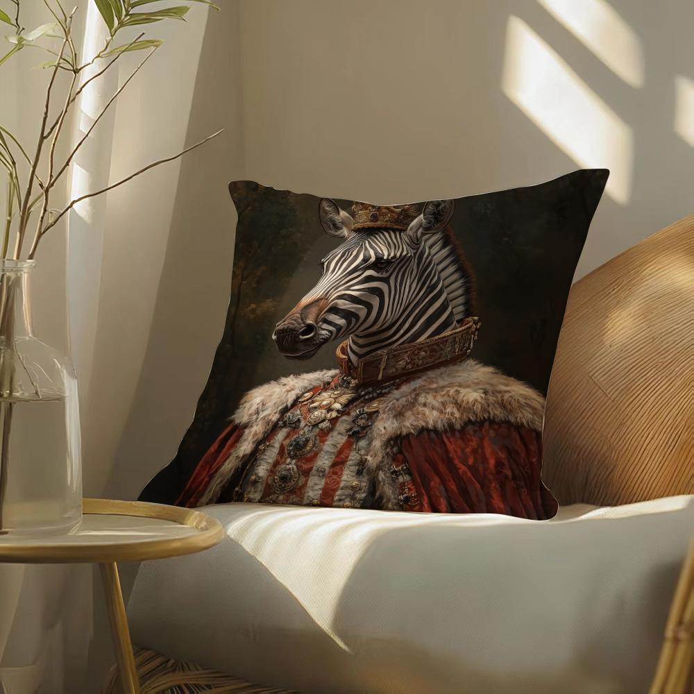 Zebra Dressed Up Portrait Cushion Cover Soft Short Plush Pillow Cover Smooth Cozy Texture Aesthetic Cushion Case Home Decor