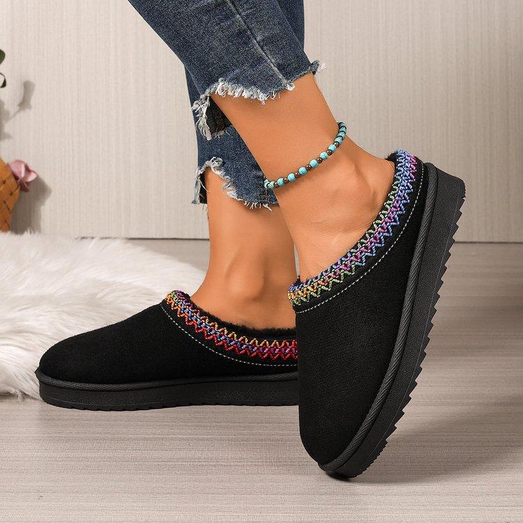 Women's padded and thickened warm and not tired feet a stirrup thick bottom heightened comfortable waterproof non-slip leisure cotton slippers