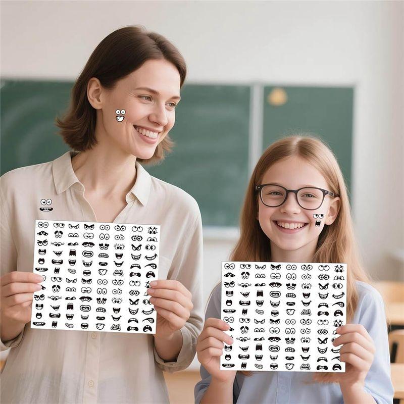 Good-For Cup Scrapbook Art Craft DIY Decoration, 960Pcs Black Eye Mouth Stickers In 48 Cartoon Face Expression Design