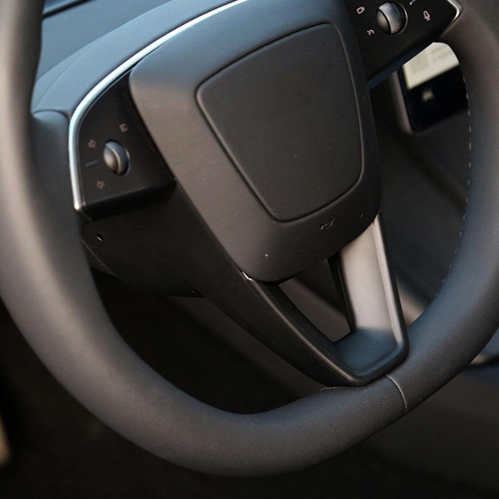 For Tesla Model 3 Steering Wheel Trim Matte Carbon Fiber Perfect Fit Scratch Protection For Tesla Model 3 2023-2024